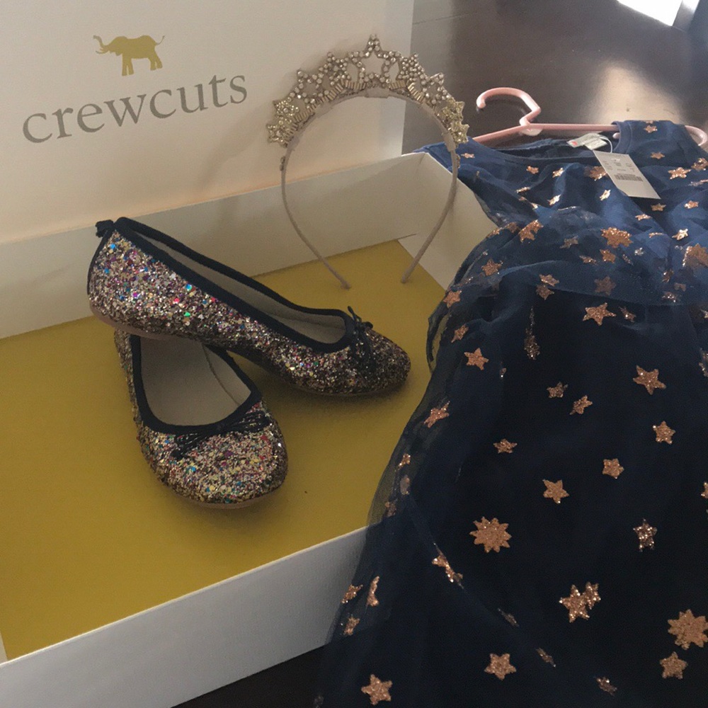 Girls Crewcuts Navy w/ Rose Gold Dress & Shoes